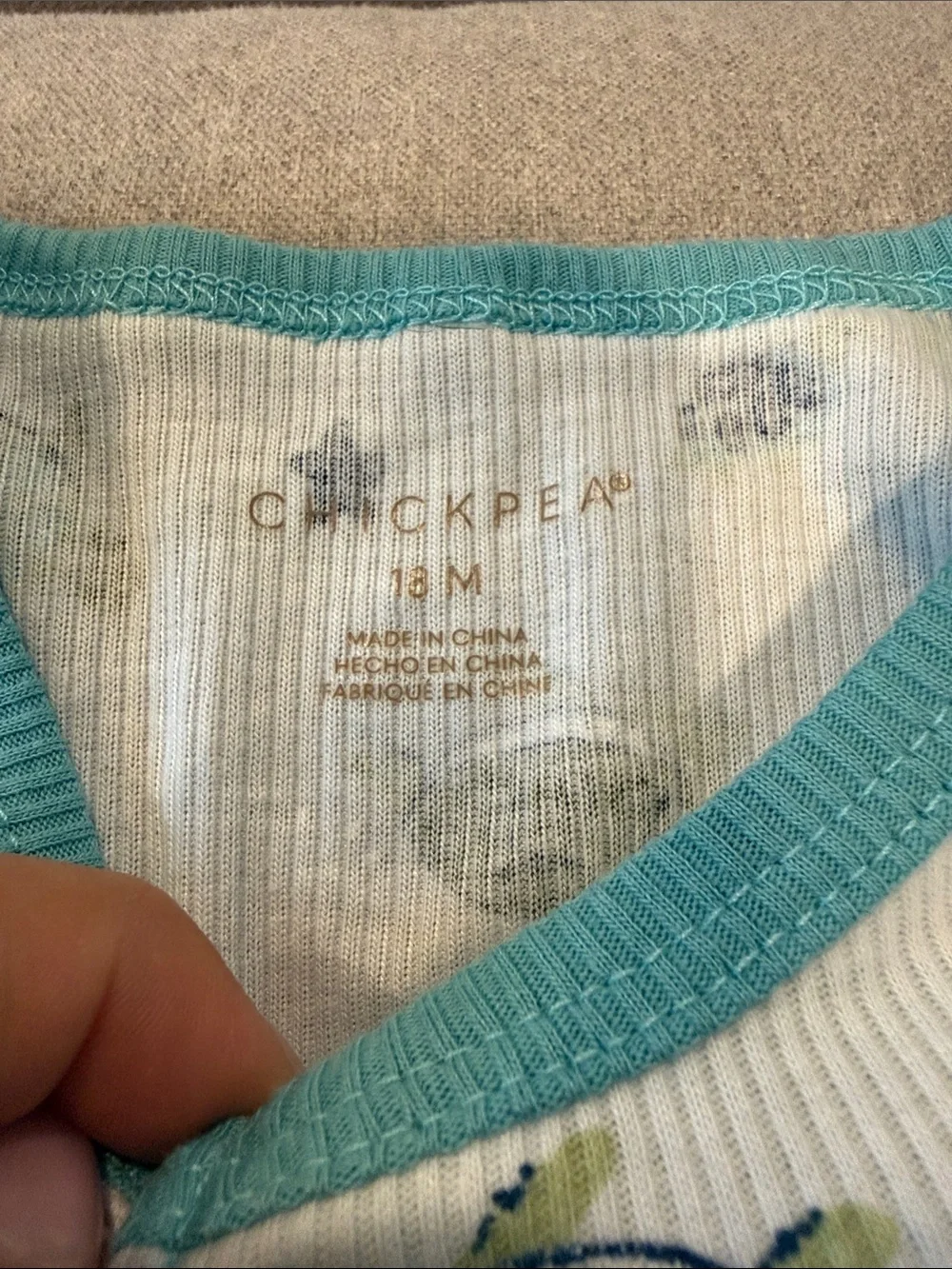 Chickpea Turtle Print White & Teal Pajama Set